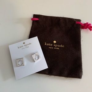 Kate Spade Silver Square Logo Stud Earrings